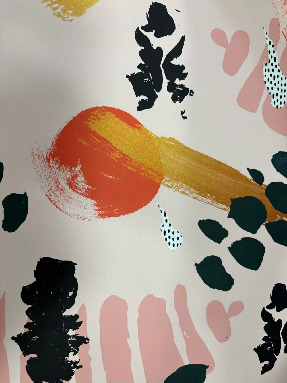 Brewster home fashions abstract BoHo wallpaper roll MCM pink/orange/black modern